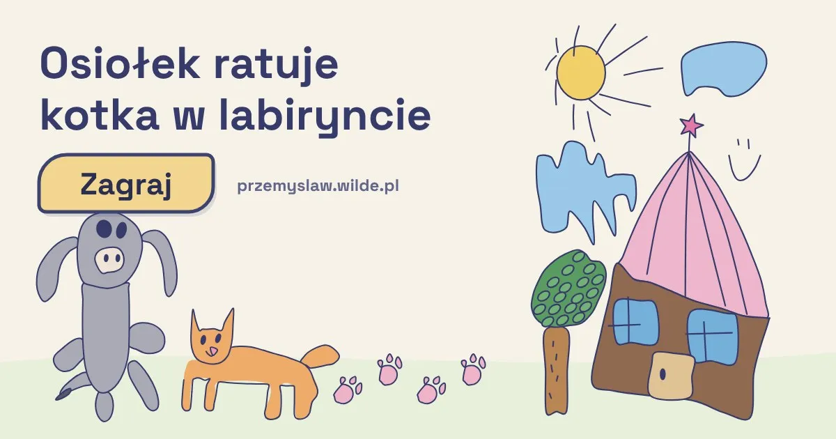 Zagraj w „Osiołek ratuje kotka w labiryncie”
