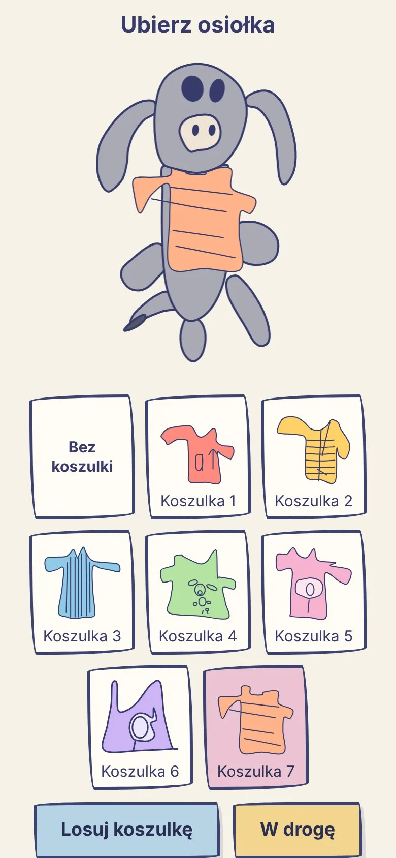 Ubieranie osiołka na telefonie: siedem koszulek narysowanych przez dziecko do wyboru