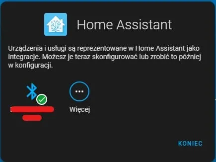 Home Assistant - pierwsze uruchomienie - wykryte urządzenia