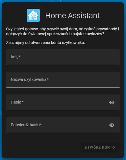Home Assistant - pierwsze uruchomienie