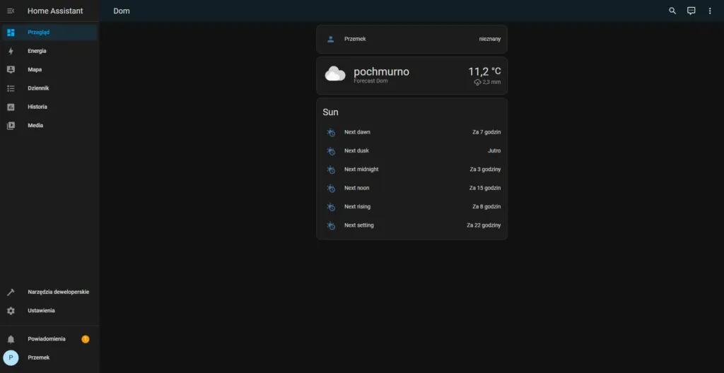 Pierwsze uruchomienie Home Assistant