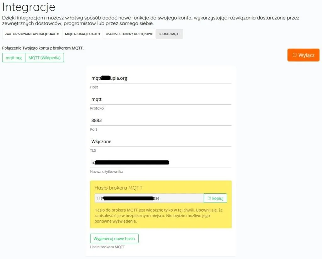 Supla Cloud broker MQTT