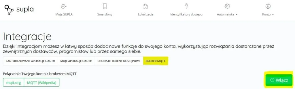 Supla Cloud uruchamianie brokera MQTT