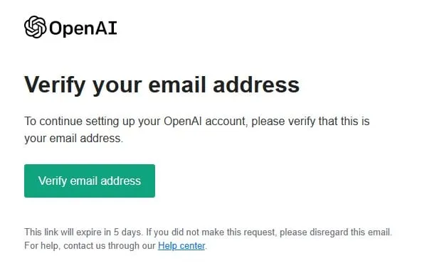 Zakładanie konta ChatGPT - weryfikacja adresu e-mail