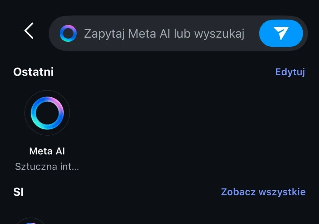 Meta AI w aplikacji Instagram