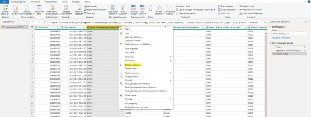 Power Query - zamień wartości