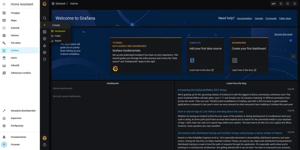 Grafana - dodajemy pierwszy panel