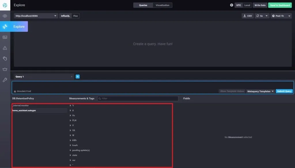 Home Assistant wysyła dane do InfluxDB