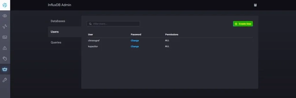 InfluxDB Admin - tworzymy użytkownika