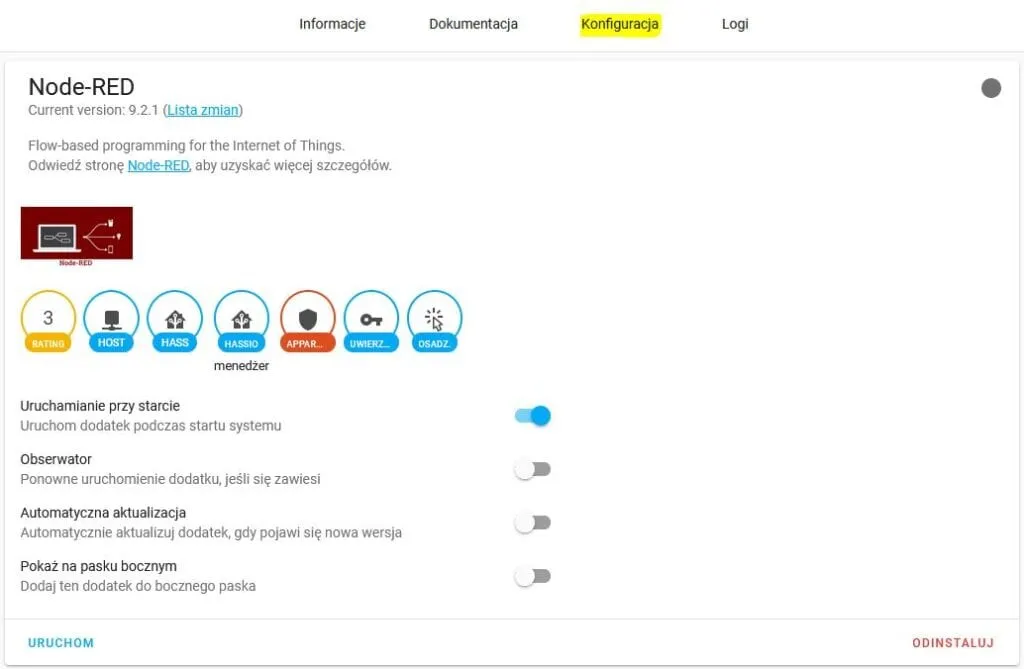 Konfiguracja Node-RED w Home Assistant
