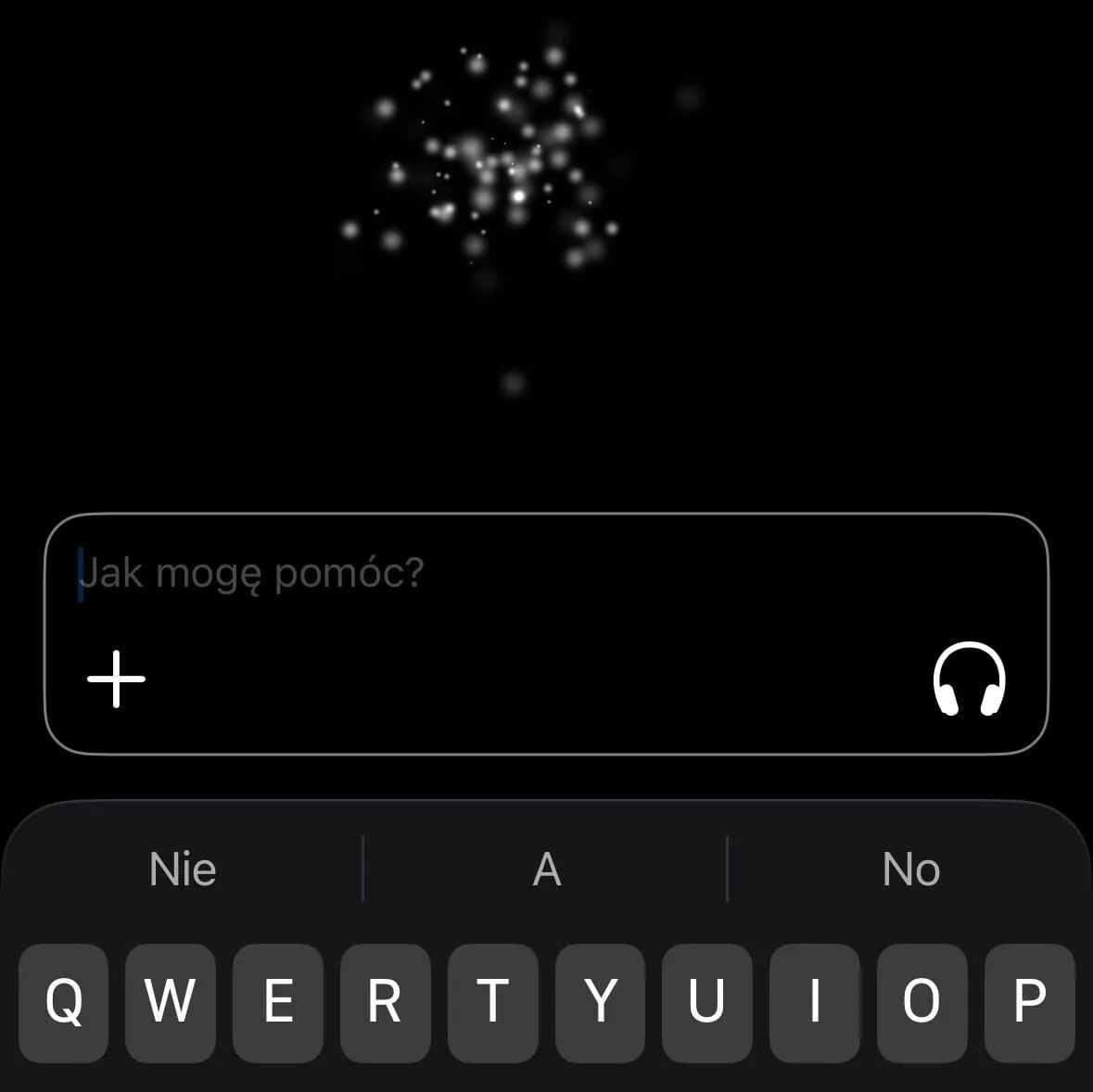 Okno rozmowy w Enclave AI z pytaniem „Jak mogę pomóc?” i ikoną rozmowy głosowej