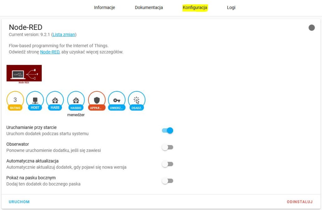 Konfiguracja Node-RED w Home Assistant