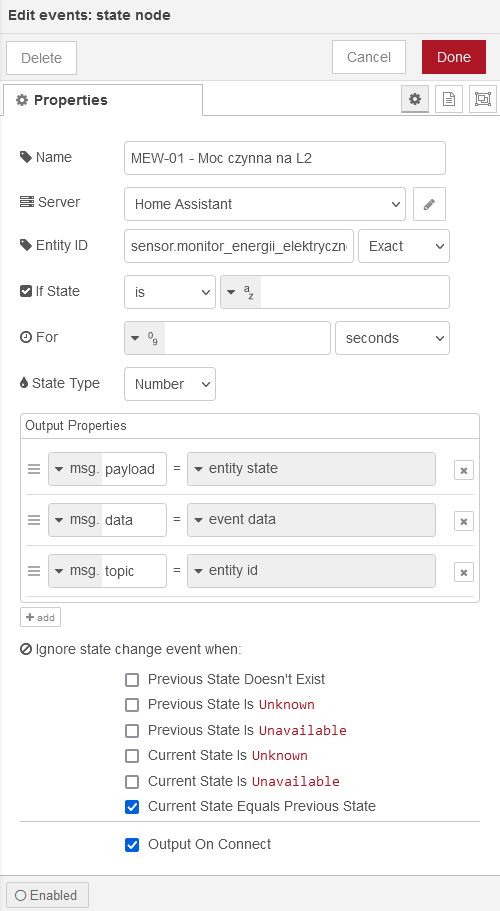 Konfiguracja nod events state
